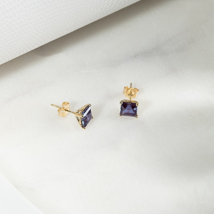 Zlaté náušnice s princess alexandrity Enola 133067