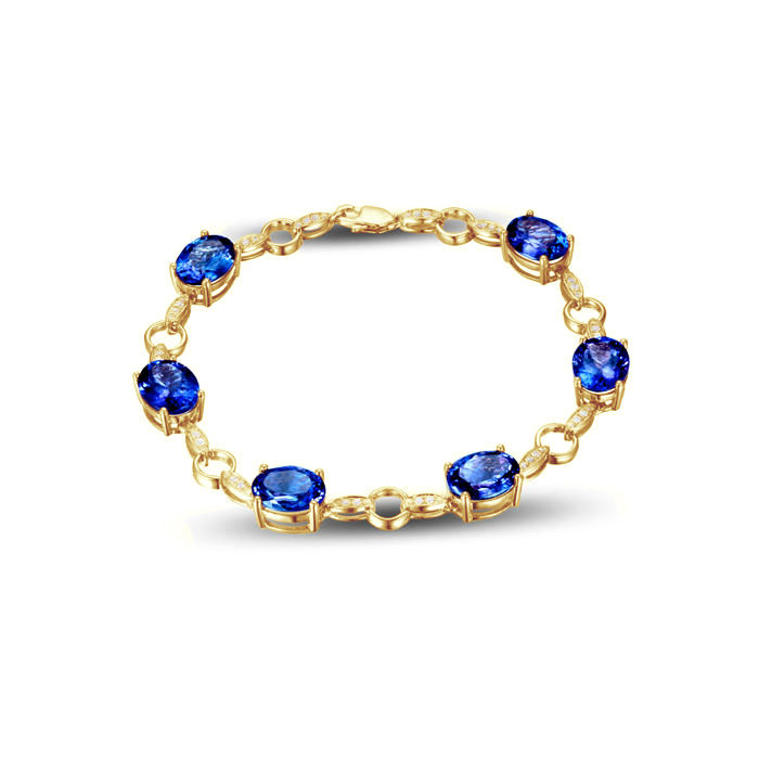 Náramek ze zlata s tanzanity a diamanty 88330