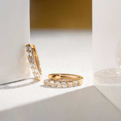 Kruhové náušnice s lab-grown baguette diamanty Hamish