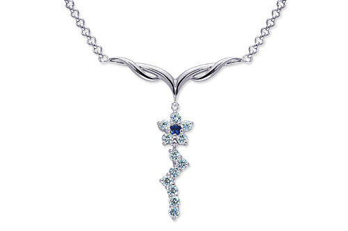 Stříbrný náhrdelník se safírem a zirkony