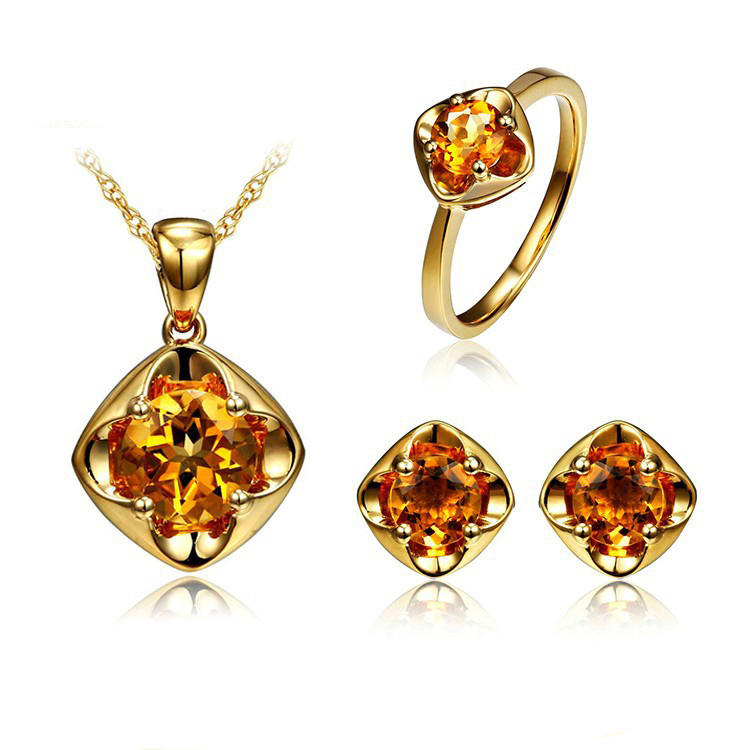 Zlatá souprava tří šperků s citríny