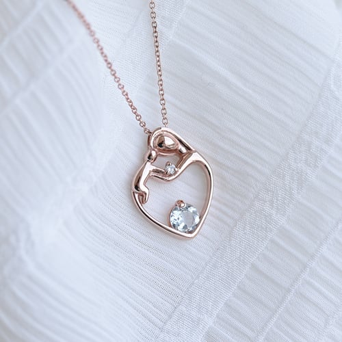 Přívěsek matka a dítě s akvamarínem a diamantem Ella