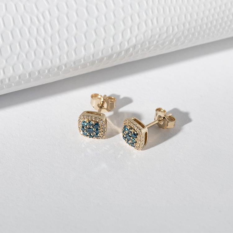 Napichovací náušnice s modrými a bílými diamanty Anya 142419