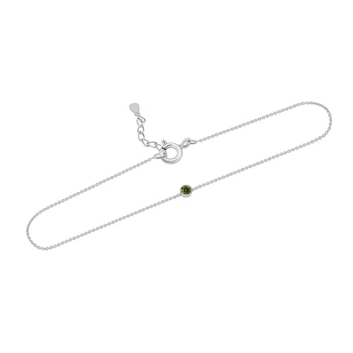 Stříbrný minimalistický náramek se zeleným diamantem Bonato