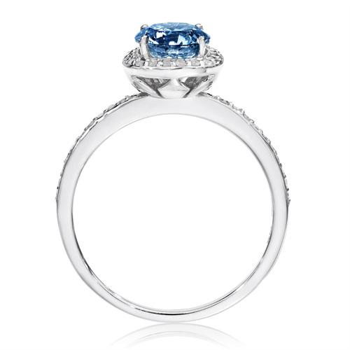 Zásnubní prsten s modrým diamantem a diamanty Eshana