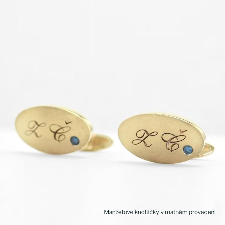 Manžetové knoflíčky s gravírem a modrými diamanty 165881