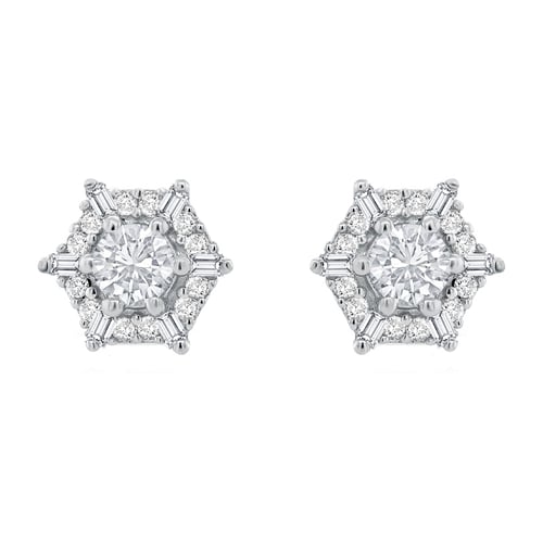 Náušnice ve tvaru hexagon s lab-grown diamanty Shamil