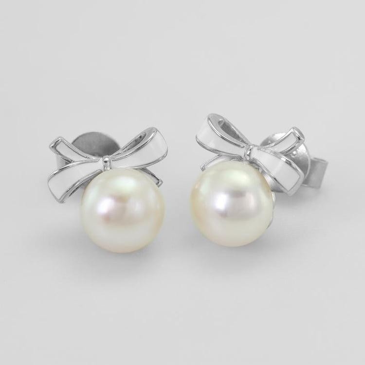 Napichovací náušnice s enamelovými mašličkami 50388