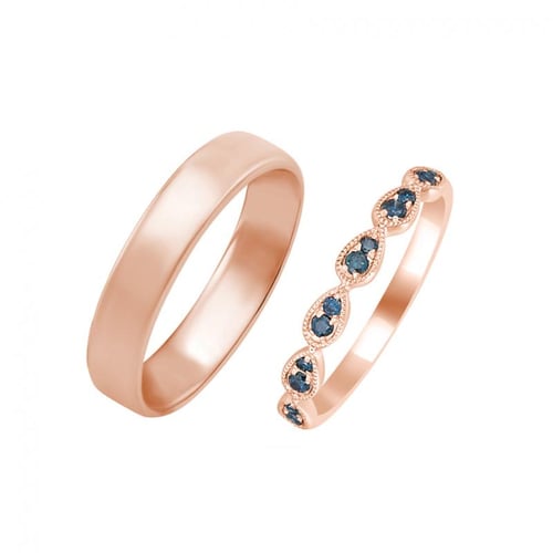 Snubní vintage prsten s modrými diamanty a pánský komfortní Lacy