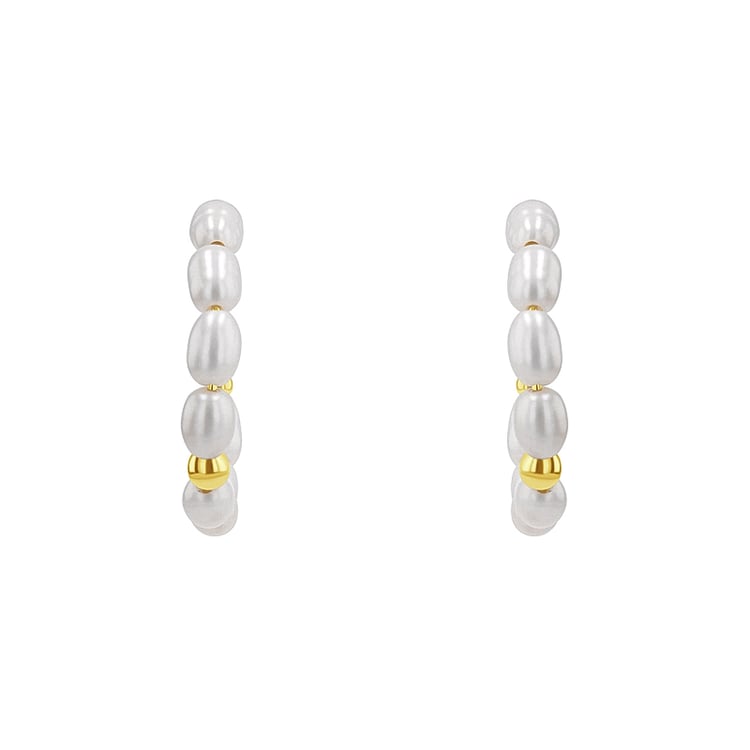 Stříbrné kruhové náušnice s perlami Roxanne 131729