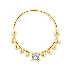 Zlatý septum piercing s bílým topazem Arla