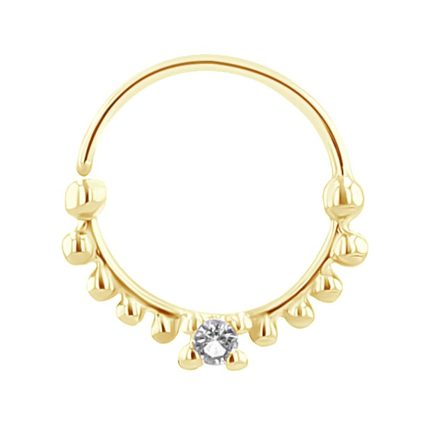 Zlatý septum piercing s bílým topazem Arla