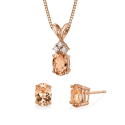 Zlatá kolekce šperků s oválnými morganity a diamanty Ama