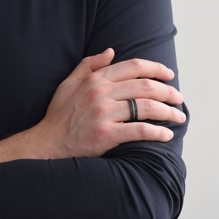 Plochý karbonový prsten ze stříbra Semaiah 165595