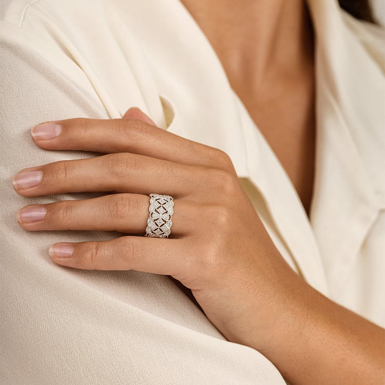 Moderní stříbrný prsten s diamanty Bernt 162796