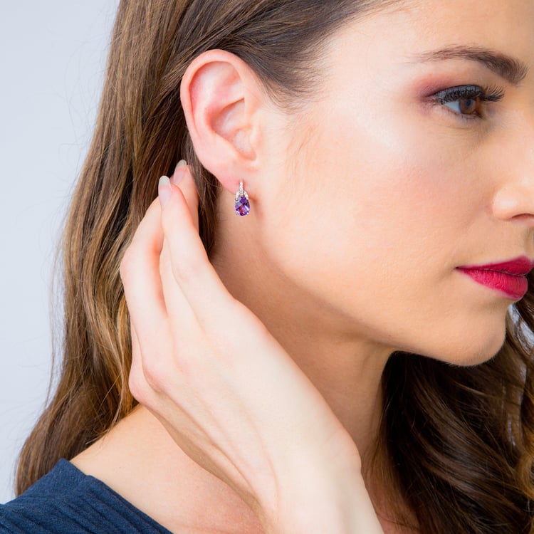 Stříbrné náušnice s ametysty 87491