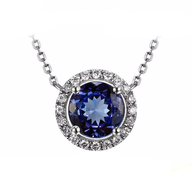 Elegantní zlatý náhrdelník s tanzanitem a diamanty Celeste