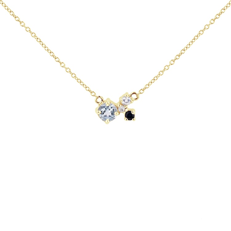 Cluster náhrdelník s akvamarínem, safírem, měsíčním kamenem a diamantem Millie 111556