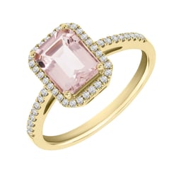 Zlatý zásnubní prsten s morganitem a diamanty Winki