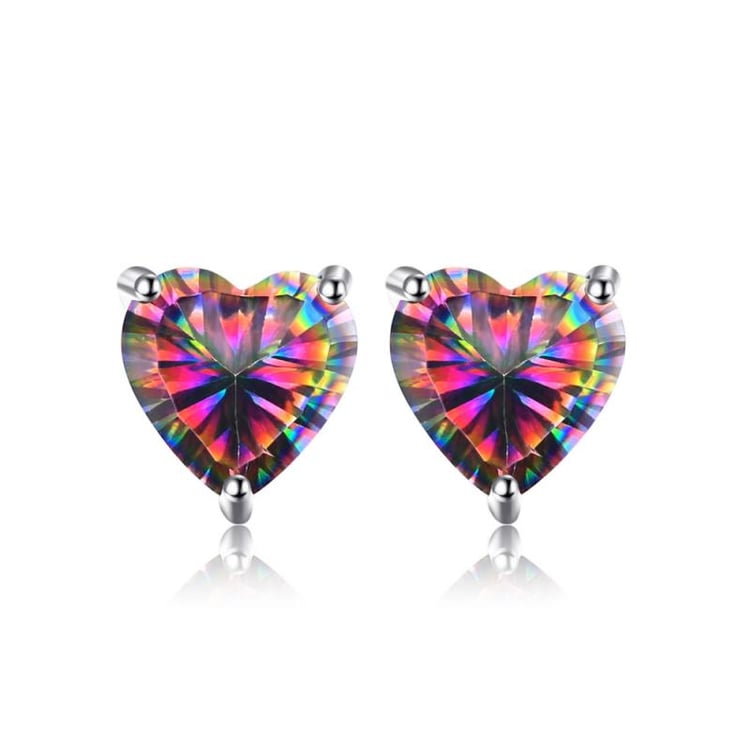 Stříbrné náušnice se srdíčkovým mystickými quartzy Darlie