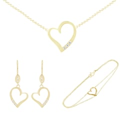 Zlatá sada šperků ve tvaru srdce s diamanty Rubio