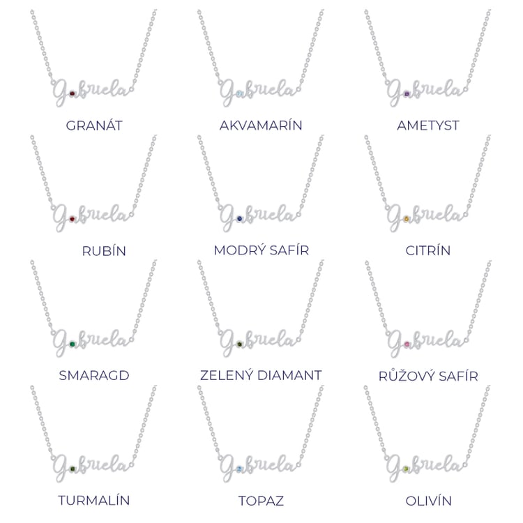 Zlatý náhrdelník se jménem a drahokamem Harlow 74860