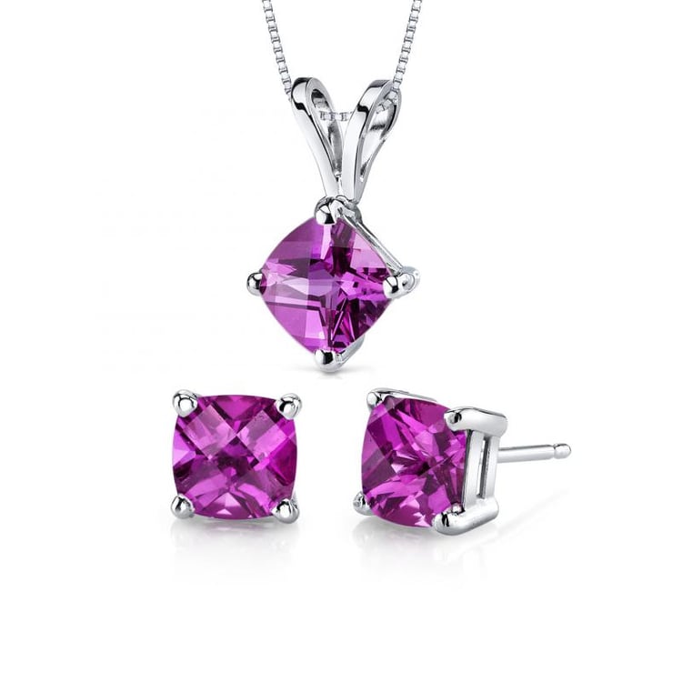 Zlatá kolekce šperků s růžovými cushion safíry Hiope 20516