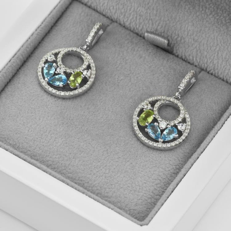 Náušnice s topazy a olivíny 45361