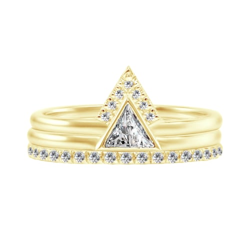 Minimalistický diamantový set tří prstenů ze zlata Nizes