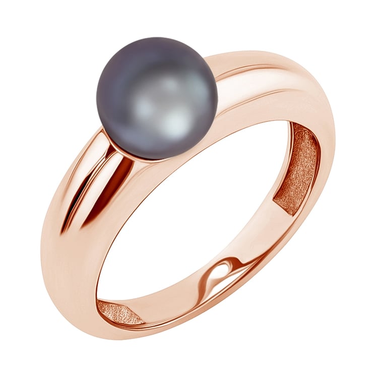 Zlatý prsten s černou perlou Racel 146136