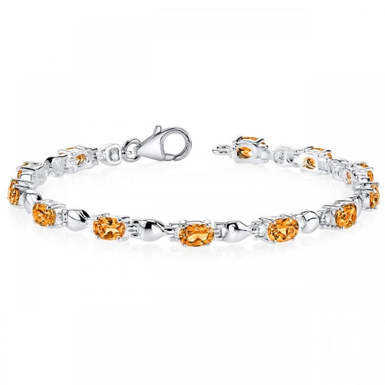 Stříbrný náramek s oválnými citríny