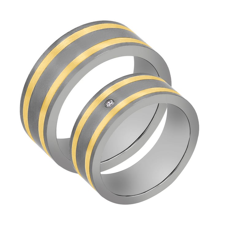 Snubní prsteny z titanu a zlata s diamantem Zubair 107445