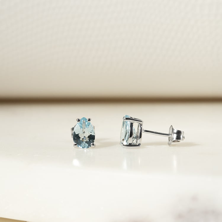 Zlaté náušnice s akvamarínovými slzami Reata 135109