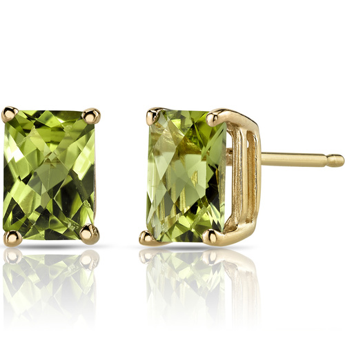 Olivínové naušnice se žlutým zlatem Eurotas