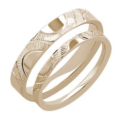 Snubní prsteny s ruční rytinou slunce z oříškového zlata Villa