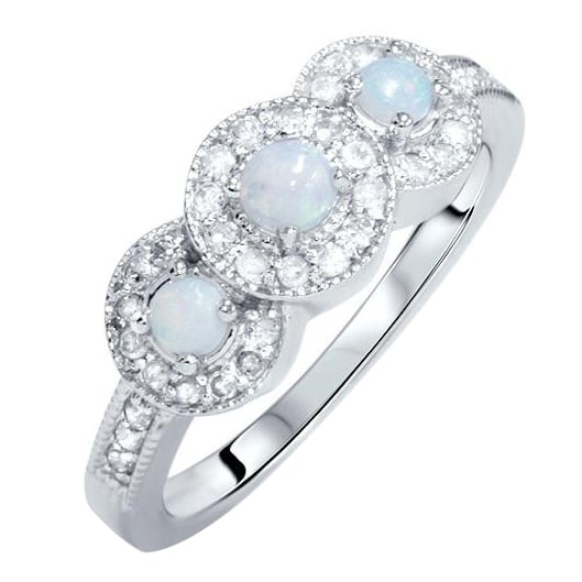 Diamantový zlatý prsten s opály