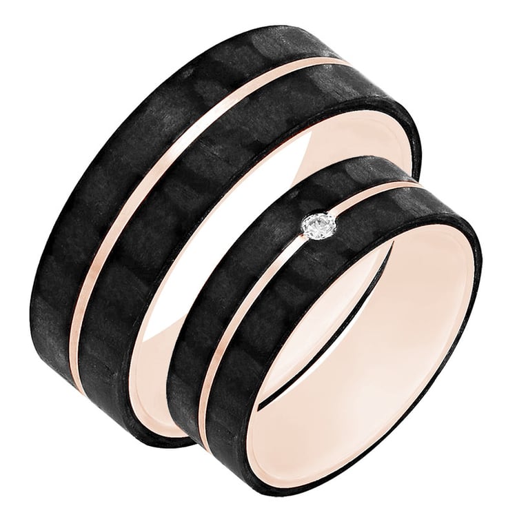 Snubní prsteny z karbonu a růžového zlata 80050