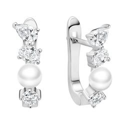 Perlové náušnice ze stříbra a zirkony Karmin