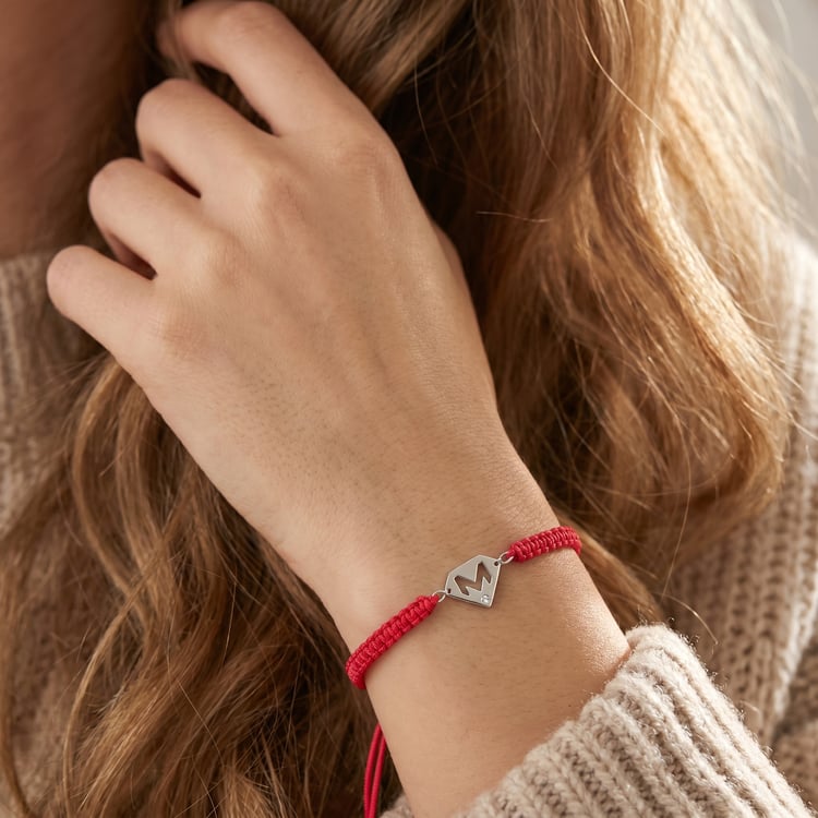 Šňůrkový náramek s písmenem a diamantem Lara 167846