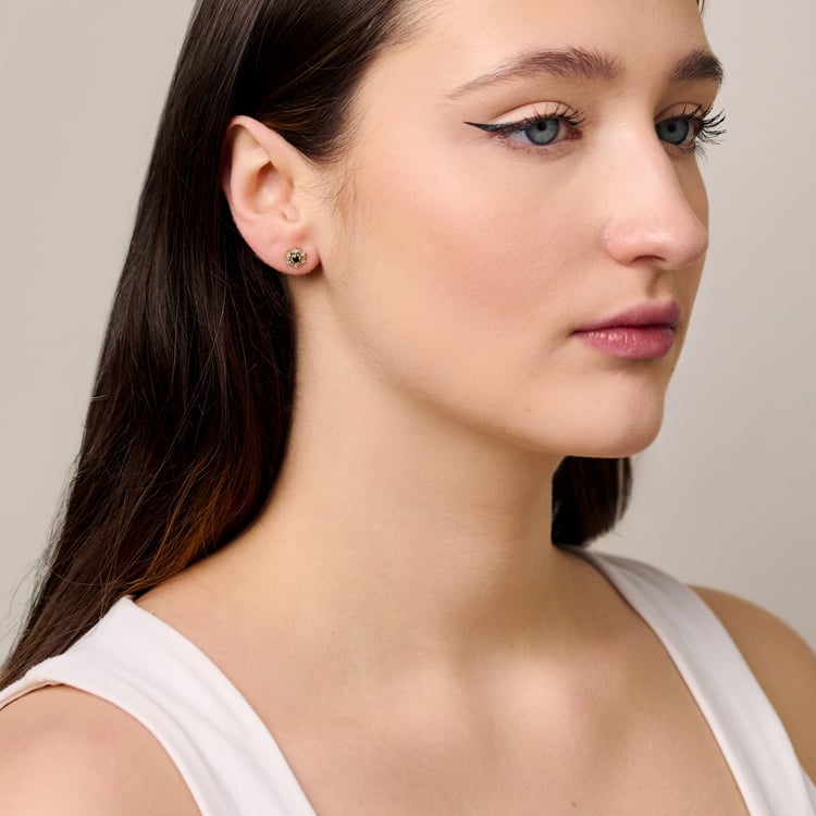 Elegantní náušnice ve tvaru květu se safíry a lab-grown diamanty Ismat 165452