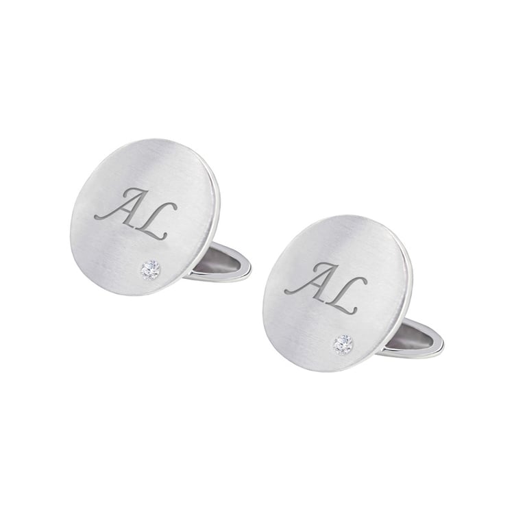 Manžetové knoflíčky ze zlata s gravírem a diamanty Hades