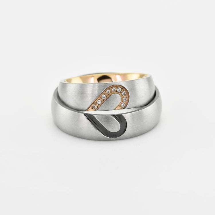 Snubní prsteny z kombinovaného zlata se srdcem Luita 118207