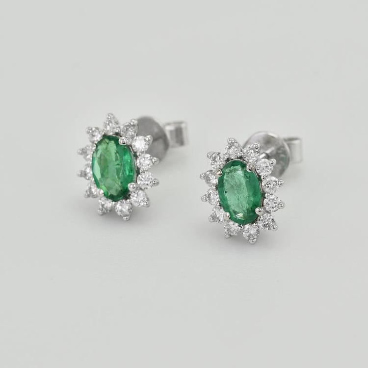 Zlaté smaragdové náušnice s diamanty 36202