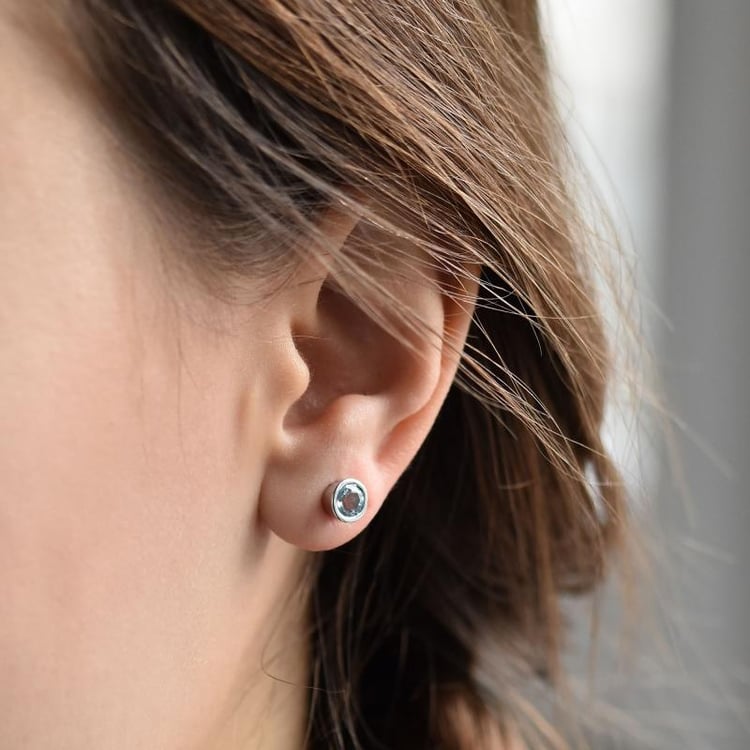 Stříbrné bezel náušnice s akvamaríny Wetty 102686