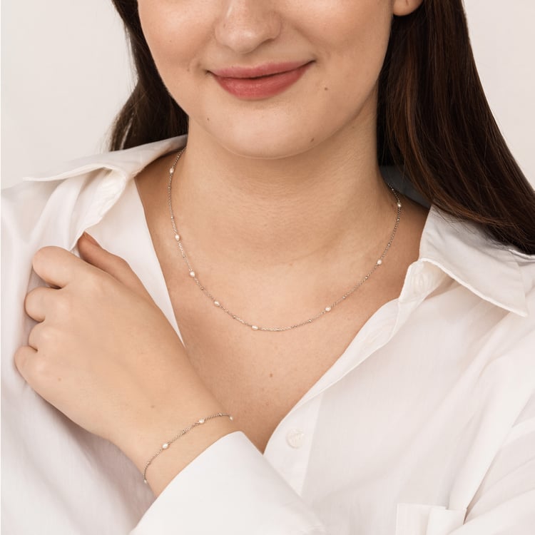 Stříbrná kolekce s perlami 164635