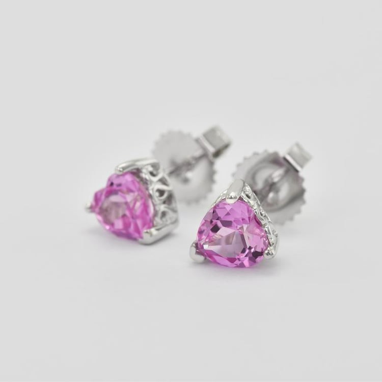 Safírová srdíčka v náušnicích ze stříbra 3969