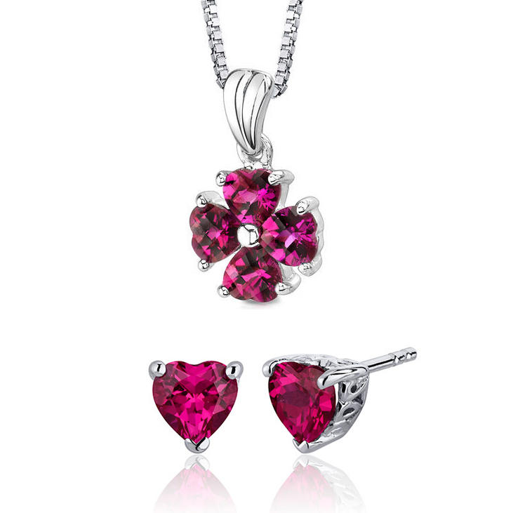 Romantická rubínová kolekce šperků ze stříbra Charleen