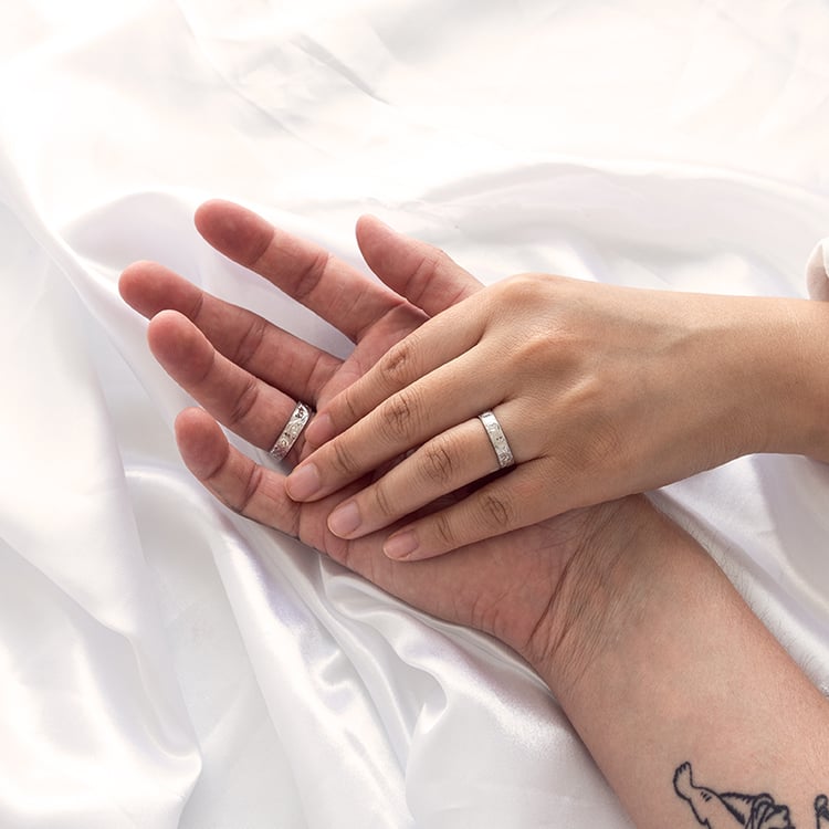 Vintage snubní prsteny s gravírem a diamantem Denton 126067