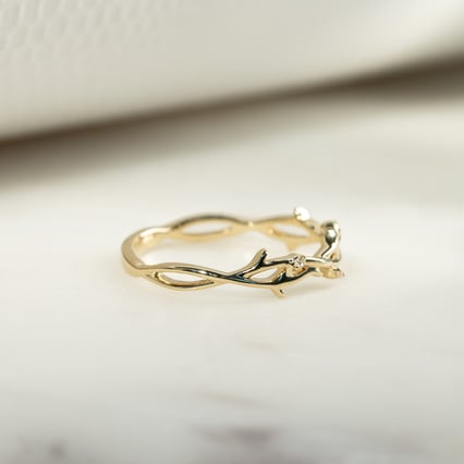 Prsten ve tvaru větviček s lab-grown diamanty a komfortní prsten Hamana