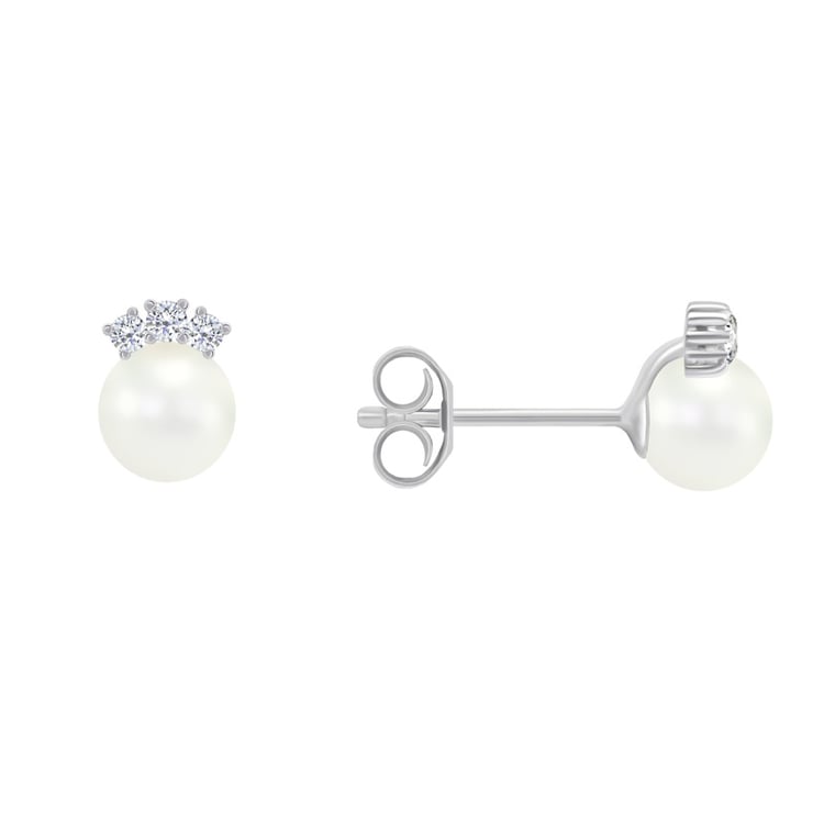 Zlaté perlové náušnice s diamanty Marves 42667